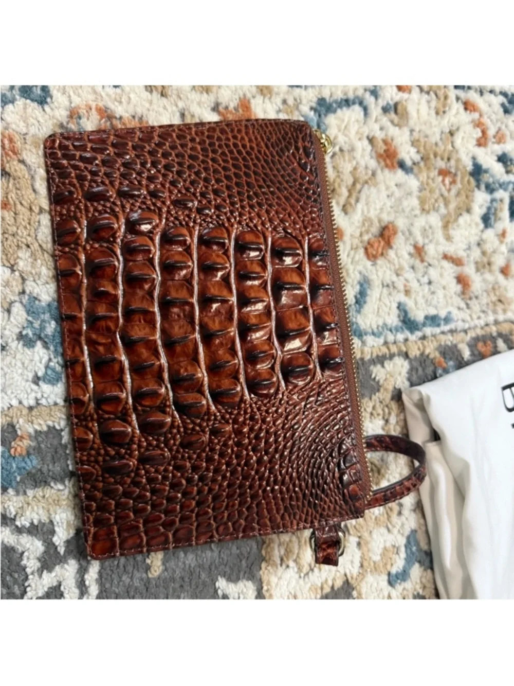 Brahmin Pecan Croc-Embossed Leather Tote with Wallet & Wristlet NWOT - Picture 6 of 7